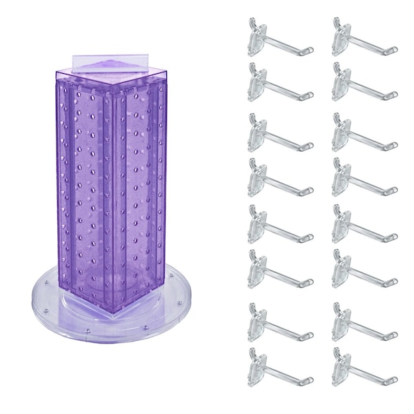 Four-Sided Revolving 4''W x 12''H Pegboard Counter Display w/ 16 2'' Hooks